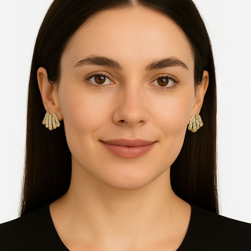 Luxe Crystal Fan Stud Earrings - Gold Plated CZ Diamond Anti-Tarnish Jewelry 6 Luxe Crystal Fan Stud Earrings - Gold Plated CZ Diamond Anti-Tarnish Jewelry - Image 3