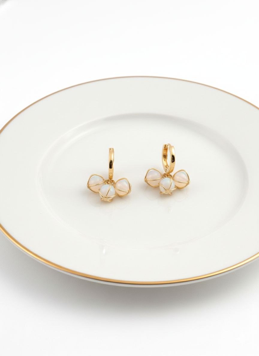 Pearl Cluster Hoop Drop Earrings - Anti-Tarnish Pearl Jewelry 8 Pearl Cluster Hoop Drop Earrings - Anti-Tarnish Pearl Jewelry - Image 5