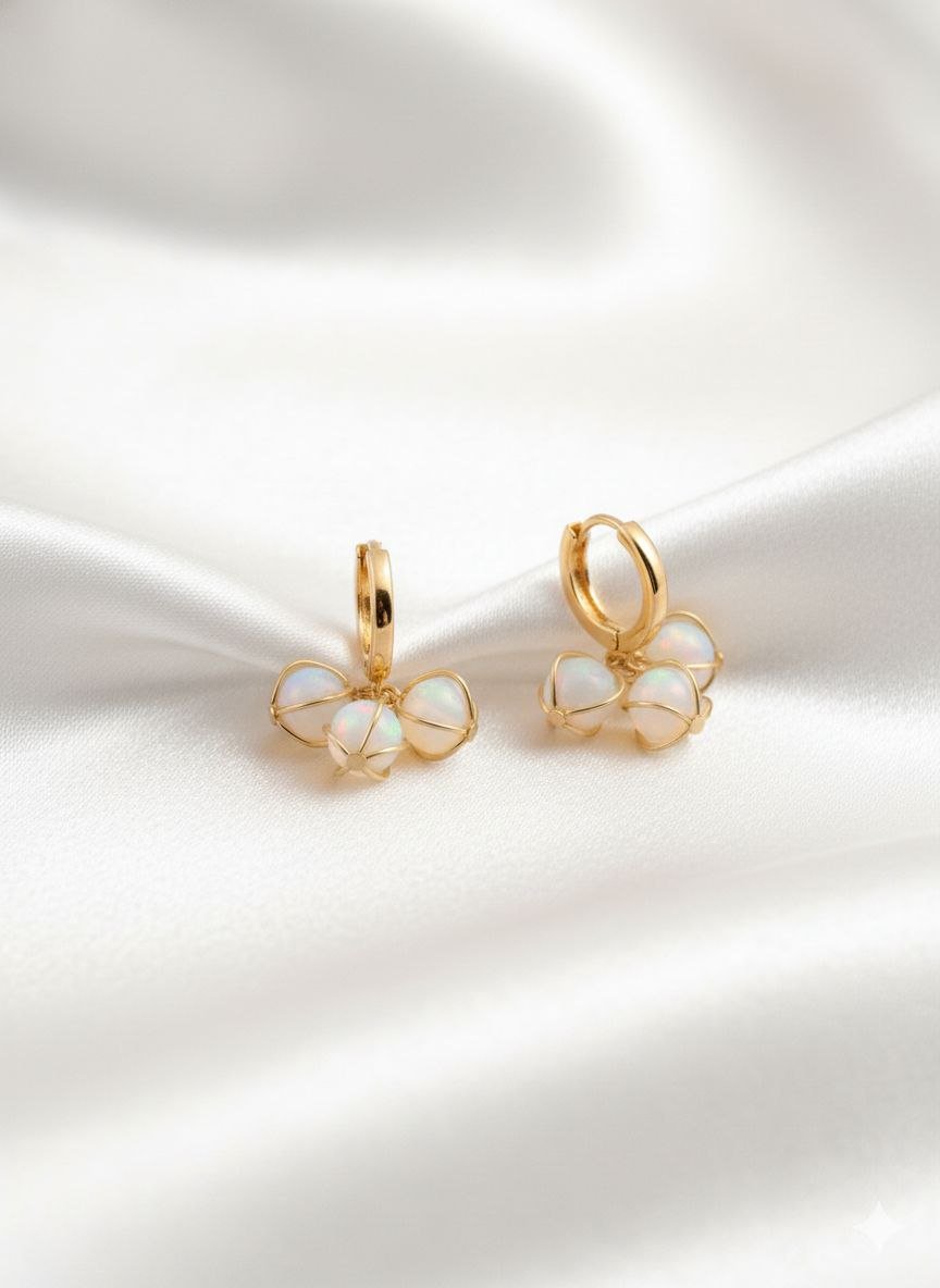 Pearl Cluster Hoop Drop Earrings - Anti-Tarnish Pearl Jewelry 6 Pearl Cluster Hoop Drop Earrings - Anti-Tarnish Pearl Jewelry - Image 3