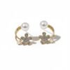 Floral Pearl Cuff Earrings - Crystal Flower Anti-Tarnish Jewelry 1