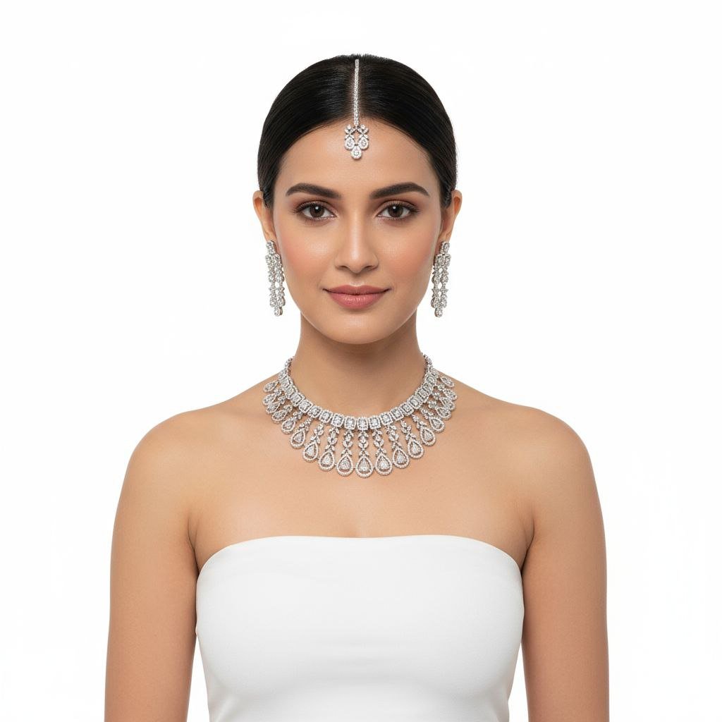 Exquisite Diamond Look Bridal Jewelry Set 5 Exquisite Diamond Look Bridal Jewelry Set - Image 2