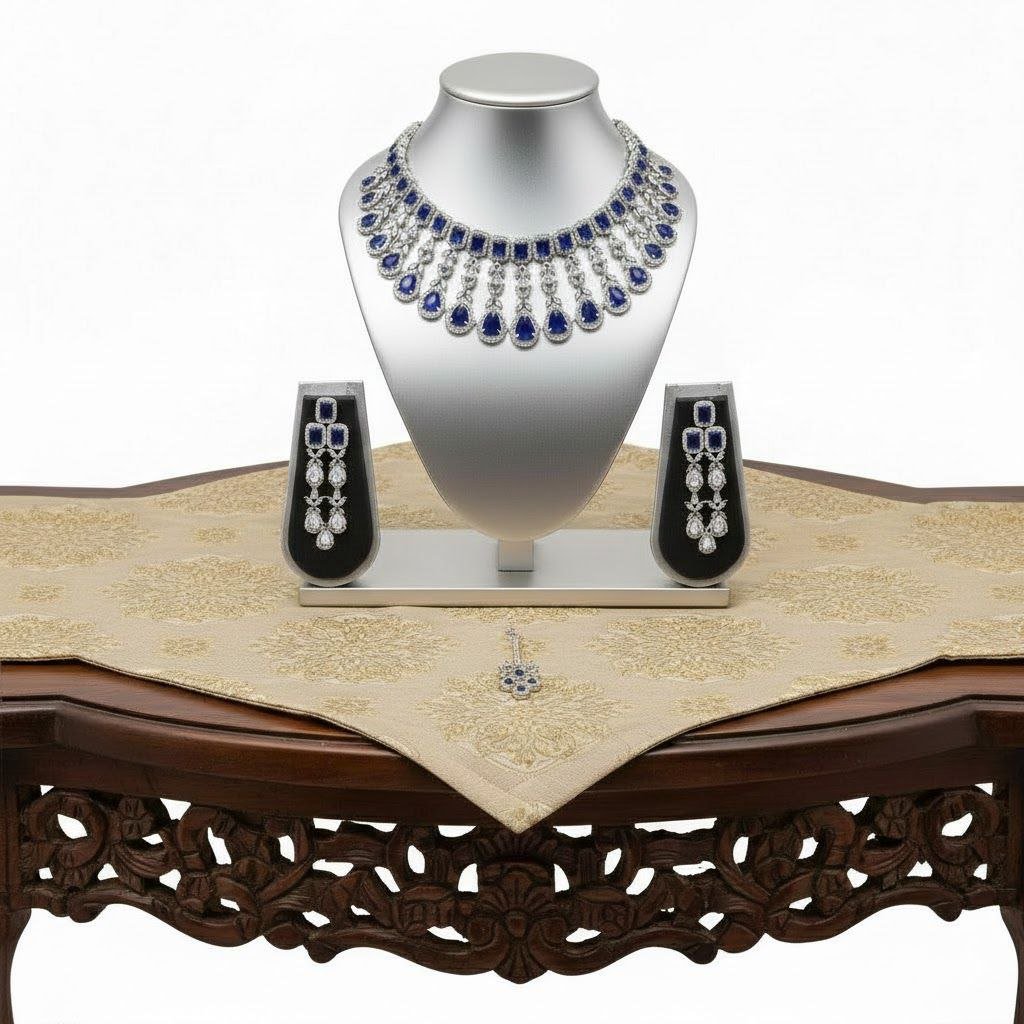 Elegant blue and silver sparkle necklace set 7 Elegant blue and silver sparkle necklace set - Image 4