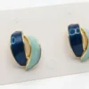 Blue & Green Enamel Stud Earrings for Women