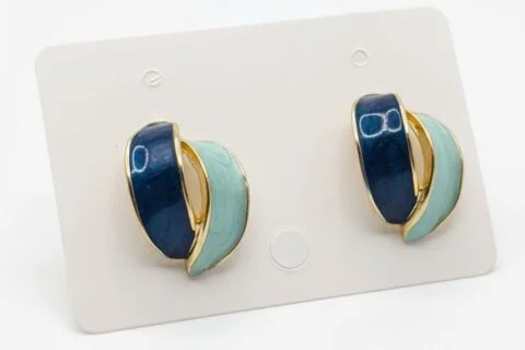 Blue & Green Enamel Stud Earrings for Women