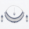 Bridal Jewellery Set for Women, Emerald Blue Wedding Necklace Earrings Maang Tikka Set, American Diamond CZ Stone, Traditional Indian Bridal Jewelry, Dulhan Jewellery