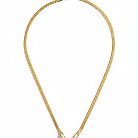 White V pendant gold chain necklace for women wedding party wear