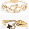 Gold Plated Designer Bracelet Combo Set for Women | Stylish Open Cuff Bangle Combo with Crystal & Butterfly Design | Trendy Fashion Jewelry for Girls