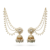 Gold Plated Pearl Jhumka Earrings with Ear Chain for Women | Traditional Kundan Bridal Jhumki with Maang Tikka Style Chains | Wedding & Festive Jewelry