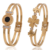 Gold Plated Bracelet Combo for Women | Roman Dial Design & Clover Charm Kada Bangle Set | Stylish Openable Bracelet | Party Wear, Daily Wear & Gift Jewelry