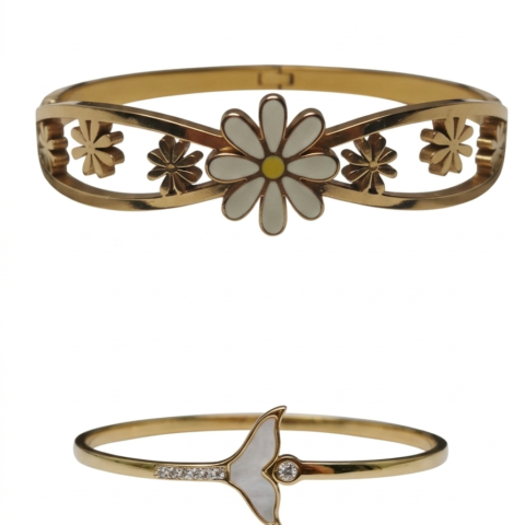 Gold Plated Bracelet Combo for Women | Floral Daisy & Butterfly Design Bracelet Combo Set | Stylish Openable Kada Bangle Combo | Daily Wear, Party Wear & Gift Jewelry
