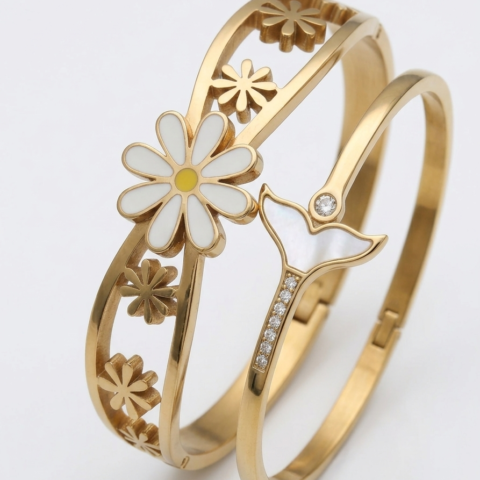 Gold Plated Bracelet Combo for Women | Floral Daisy & Butterfly Design Bracelet Combo Set | Stylish Openable Kada Bangle Combo | Daily Wear, Party Wear & Gift Jewelry
