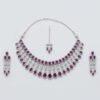 Elegant Ruby Stone Necklace Set for Women | Silver Plated Bridal Jewelry with Earrings & Maang Tikka | Wedding & Party Wear