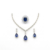 Stunning Blue Stone Necklace Set for Women | Sapphire Crystal Silver Plated Bridal Jewelry Set with Earrings & Ring | Wedding Party Wear