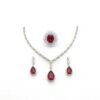 Elegant Ruby Stone Necklace Set for Women | Silver Plated Crystal Bridal Jewelry Set with Earrings & Ring | Wedding Party Wear