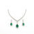 Elegant Green Stone Necklace Set for Women | Emerald Style Crystal Silver Plated Jewelry Set with Earrings | Wedding Party Wear