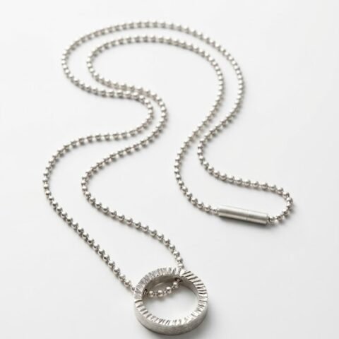 Premium Stainless Steel Circular Pendant Necklace for Men & Women | Minimalist Ring Charm Chain | Stylish Unisex Jewelry Gift | Durable Silver Finish Ball Chain Necklace