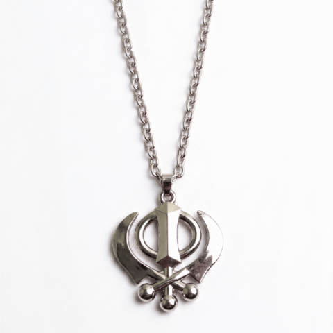Powerful Khanda Symbol Pendant Necklace for Men & Women | Stainless Steel Silver Chain Sikh Religious Jewelry | Premium Unisex Spiritual Gift